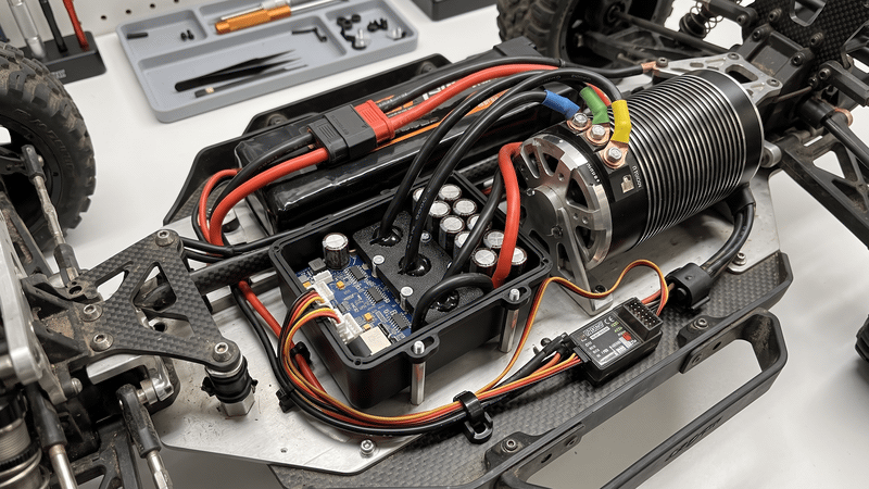 VESC motor controller installed in a 1/5 scale RC car