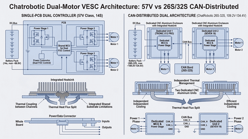 Dual-Motor VESC Guide: 57V vs 26S High-Voltage Platforms